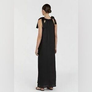 Dissh Black Bow Linen Maxi Dress Size 12 NWT